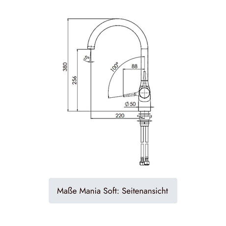 systemceram MANIA Soft Küchenarmatur mit 380 mm Höhe und rundem Festauslauf