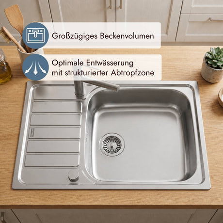 Franke Spark Edelstahl-Einbauspüle mit reversibler Abtropffläche und großzügigem XL-Becken