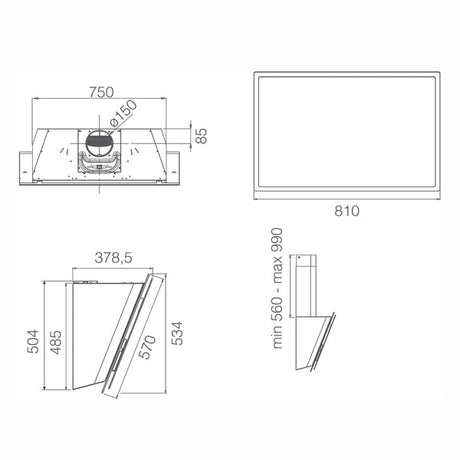 Elica Elle-S Weißes/Schwarzes Glas