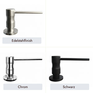 systemceram Spülmittelspender SLIM in Chrom, Edelstahlfinish oder Schwarz passend für alle Spülen