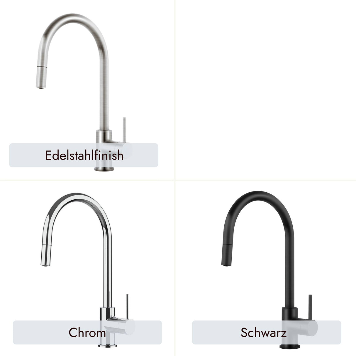 Systemceram Fresh Küchenarmatur in Chrom, Edelstahlfinish oder Schwarz erhältlich