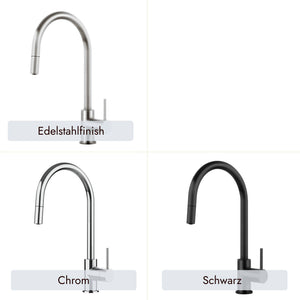 Systemceram Fresh Küchenarmatur in Chrom, Edelstahlfinish oder Schwarz erhältlich