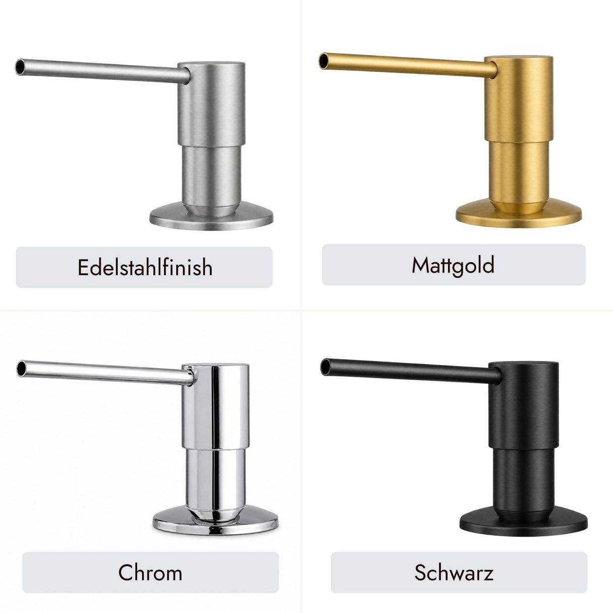systemceram Spülmittelspender TREND Neu in Chrom, Edelstahlfinish, Mattgold oder Schwarz passend zum Spülplatz