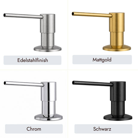 systemceram Spülmittelspender TREND Neu in Chrom, Edelstahlfinish, Mattgold oder Schwarz passend zum Spülplatz