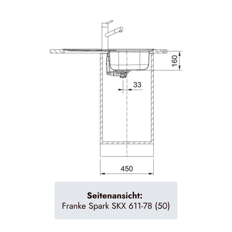 Franke Spark SKX 611-78 (50) Edelstahlspüle mit reversibler Abtropffläche und 3 1/2 Zoll Ablauf
