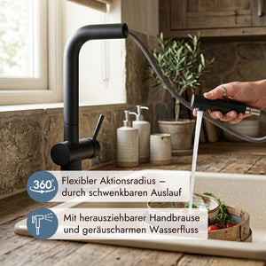 Systemceram Sila Einhebelmischer mit 360 Grad Schwenkbereich und herausziehbarem Auslauf