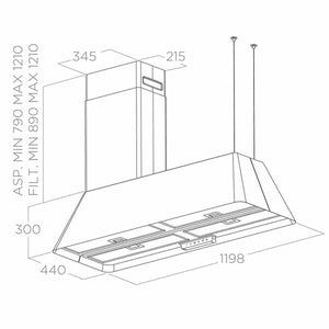 Kamin Schwarz für elica Ikona Maxxi Pure