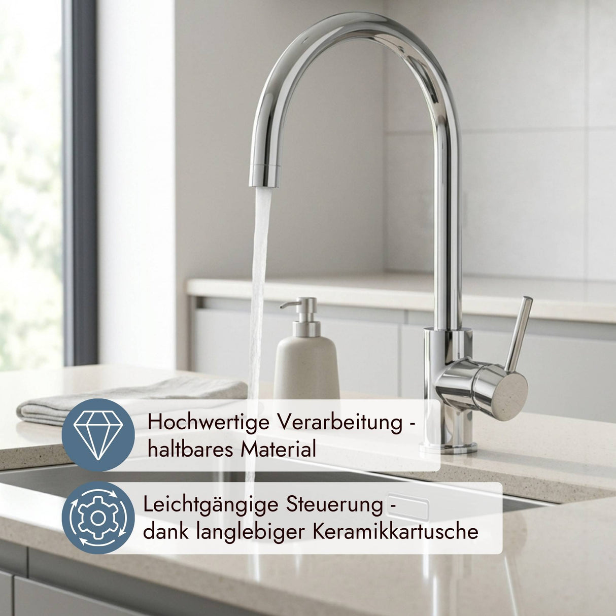 Systemceram Fresh Armatur mit Festauslauf passend zu modernen Keramikspülen