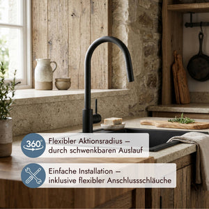 Systemceram Fresh Hochdruckarmatur mit ausziehbarem Auslauf und 360 Grad Schwenkbereich