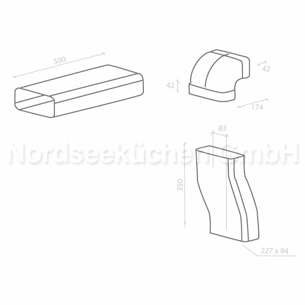 Abluft-Set DL für Berbel Downline Kochfeldabzüge