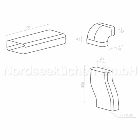 Abluft-Set DL für Berbel Downline Kochfeldabzüge