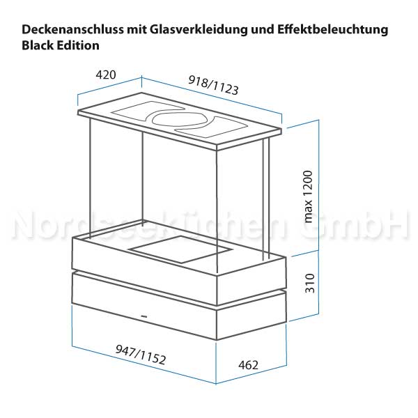 Berbel Deckenanschluss Glasverkleidung+Effektbel. Black Edit.