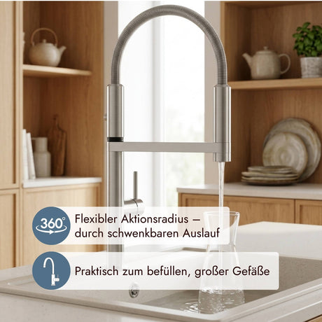 systemceram Move Armatur mit markantem Profi-Design und praktischer Bedienung für hochwertige Küchen. 