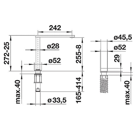 Blanco Eloscope -F II Vorfenster Armatur Chrom