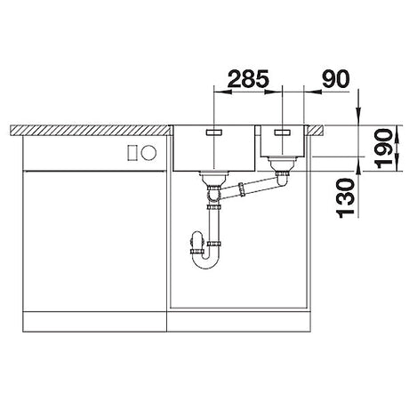 Flachrandspüle Blanco Andano 340/180-IF Becken rechts