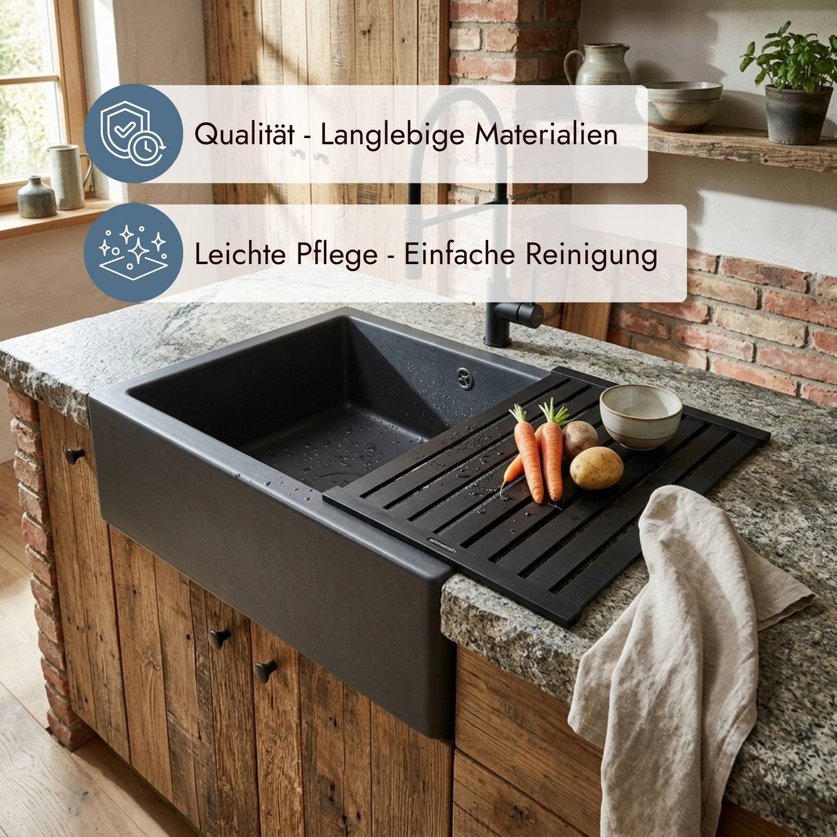Faltbare systemceram Abtropfmatte in Schwarz für Spüle, Geschirr und Küchenzubehör