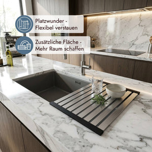 systemceram Premium Faltmatte als platzsparendes Spülenzubehör für Abtropfen, Abstellen und Arbeiten