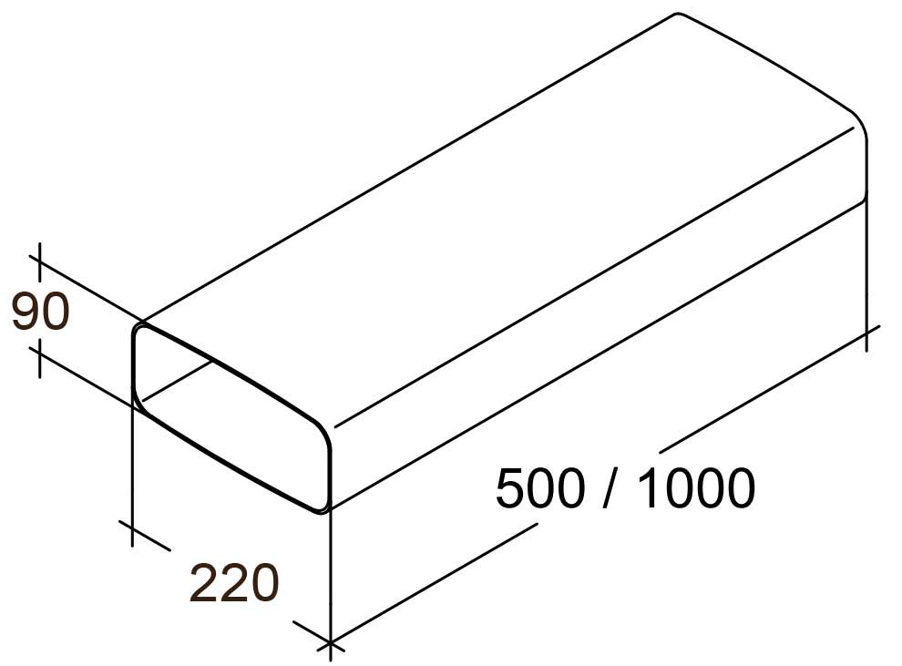 50 cm Vierkantrohr ohne Muffe 