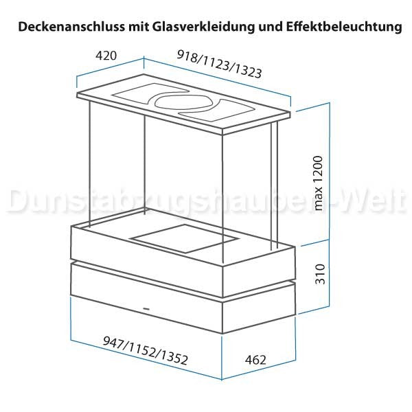 Berbel Deckenanschluss Glasverkleidung + Effektbeleuchtung
