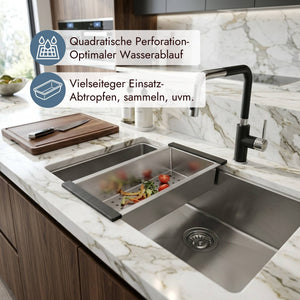Edelstahl-Resteschale von Systemceram zum Sammeln von Küchenabfällen direkt an der Spüle
