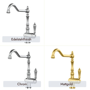 Systemceram Rubi Küchenarmatur in Chrom, Edelstahlfinish oder Mattgold erhältlich