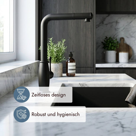 Tradizione Armatur von systemceram als stilvoller Blickfang am modernen Spülplatz