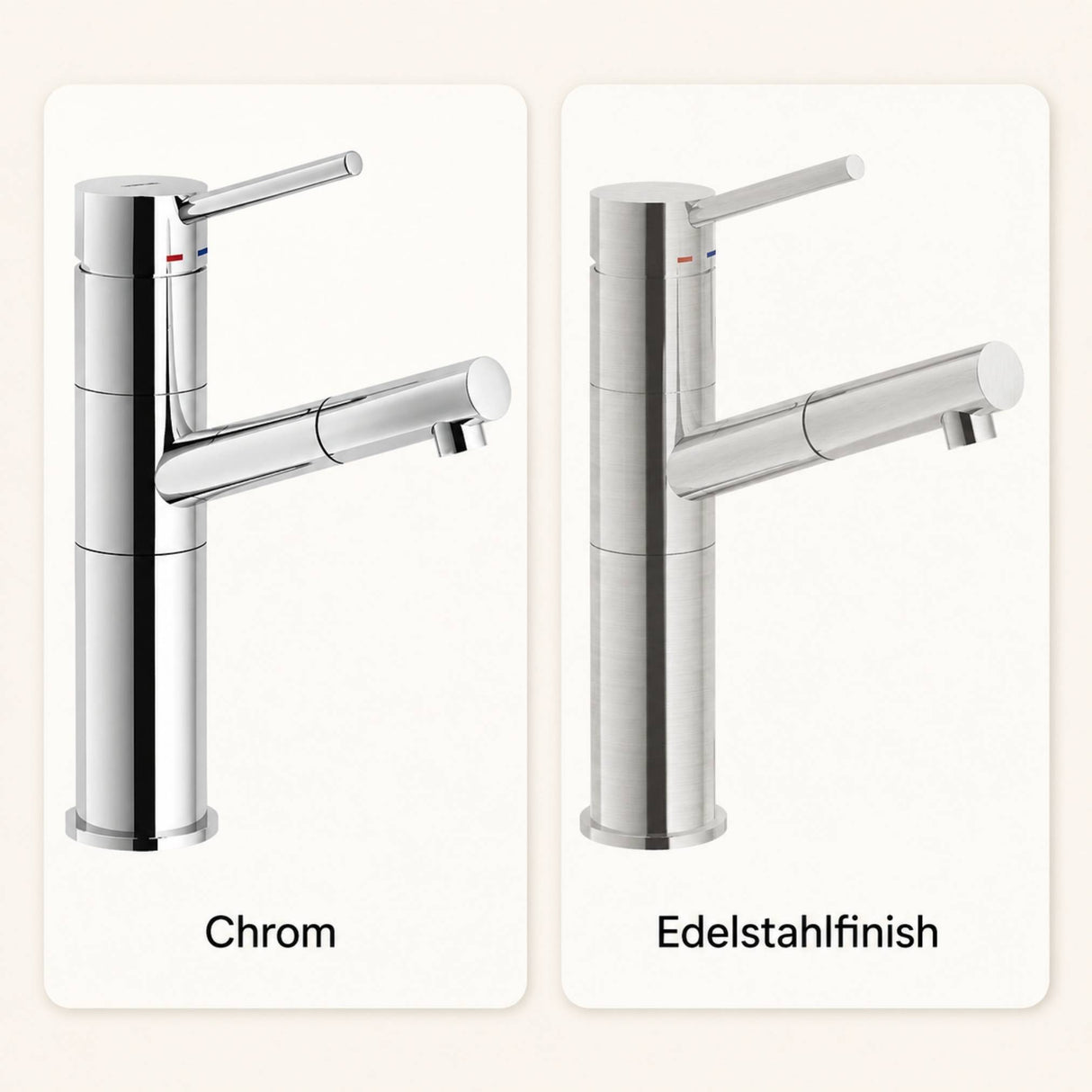 Systemceram Snow Einhebelmischer in Chrom oder Edelstahlfinish mit geradem Auslauf und Zugfunktion