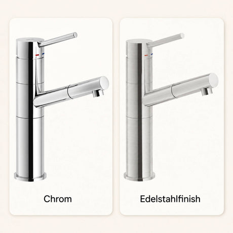 Systemceram Snow Einhebelmischer in Chrom oder Edelstahlfinish mit geradem Auslauf und Zugfunktion