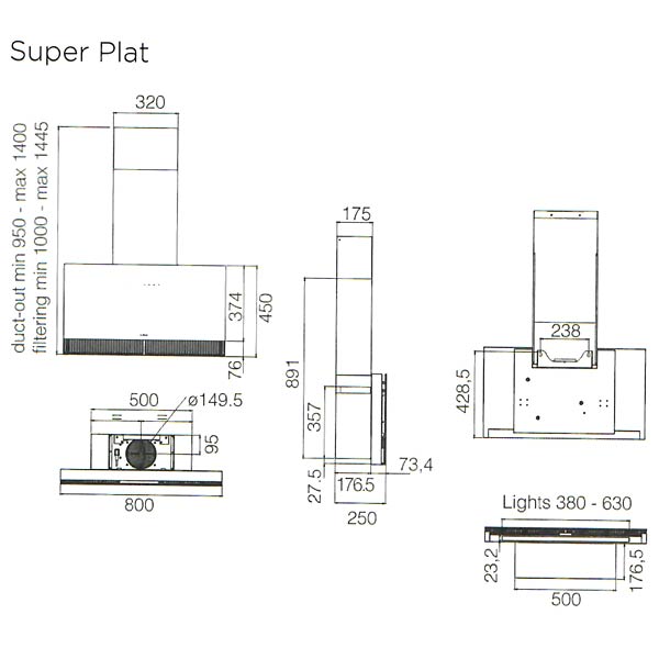 Elica Kamin-Kit für Wandhauben - Edelstahl