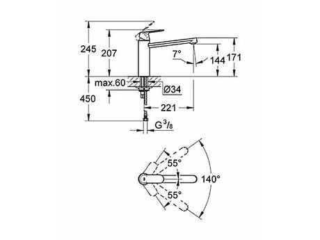 Grohe Eurosmart Cosmopolitan L Armatur Küche