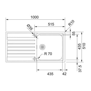 Franke Argos AGX 211-100 Spüle mit Druckknopfbetätigung