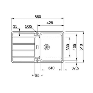 Franke Hydros HDX 214-86 Spüle mit Druckknopfbetätigung