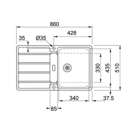 Franke Hydros HDX 214-86 Spüle mit Druckknopfbetätigung