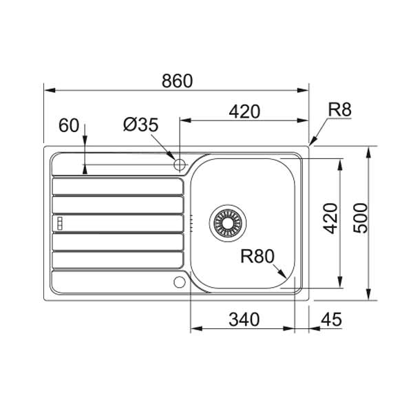 Franke Spark SKX 611-86 mit Excenterbetätigung