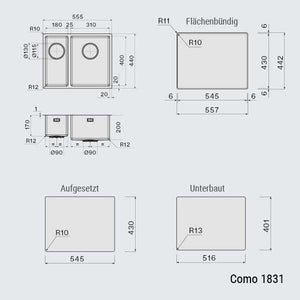 Falmec Spüle Como 3118+1831