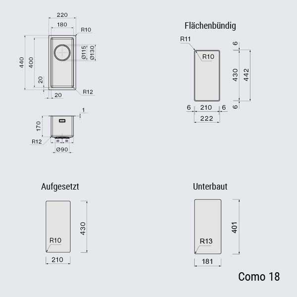 Falmec Como Kollektion Spüle