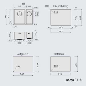 Falmec Spüle Como 3118+1831