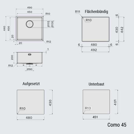 Falmec Como Kollektion Spüle