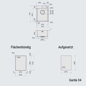 Falmec Spülen Garda 70/50/40/34
