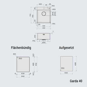 Falmec Spülen Garda 70/50/40/34

