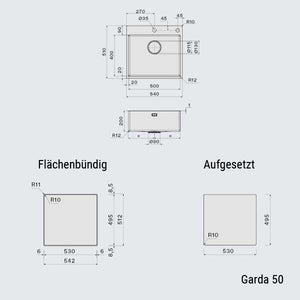 Falmec Spülen Garda 70/50/40/34
