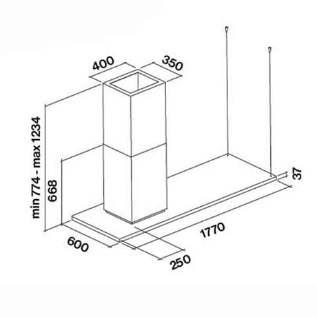 Falmec Inselhaube Zenith NRS mit Glaspaneel