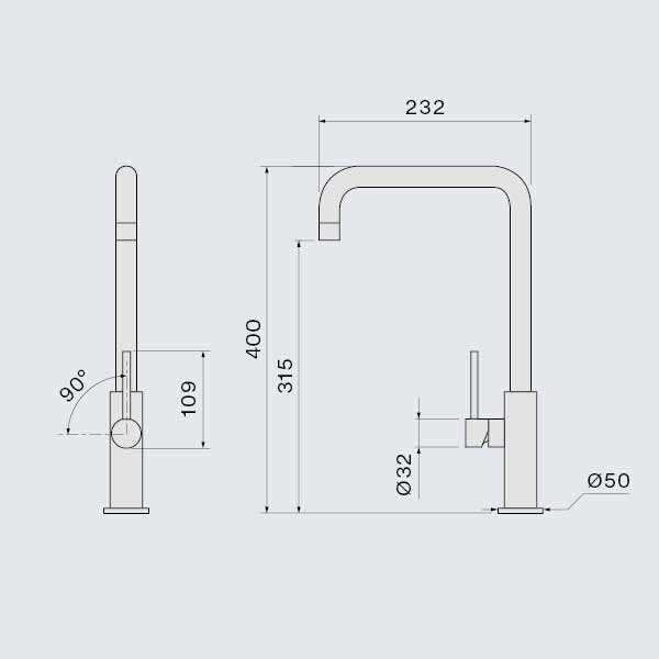 Falmec Armatur Pure Steel Square