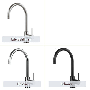 Systemceram Fresh Küchenarmatur in Chrom, Edelstahlfinish oder Schwarz erhältlich