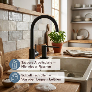 systemceram Spülmittelspender TREND Neu in Schwarz für moderne Küchen und bequem nachfüllbar