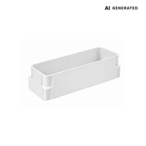 Weißer rechteckiger Kunststoff-Adapter für den Luftkanal einer Dunstabzugshaube.
