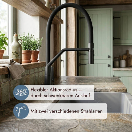 systemceram Tono Pro Armatur mit professioneller Optik für funktionale Küchenarbeitsplätze